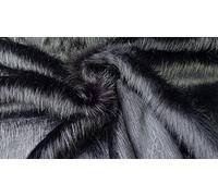 Super Luxury Faux Fur Fabric Material - Long Pile Black Bear, 1Mtr - 150cm x 100cm