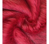 Super Luxury Faux Fur Fabric Material - Long Pile Scarlet Black, 1Mtr - 150cm x 100cm