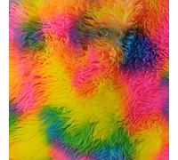 Super Luxury Faux Fur Fabric Material - Rainbow Carnival, 1Mtr 150cm x 100cm