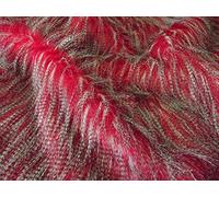 Super Luxury Faux Fur Fabric Material - RED Chevron Peacock 288, 1Mtr - 150cmx100cm