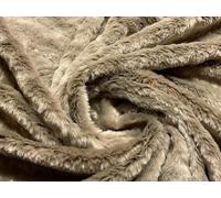 Super Luxury Faux Fur Fabric Material Short Plush Embossed Wave Beige 1MTR