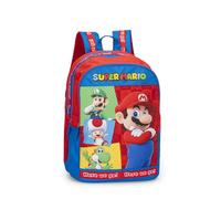 SUPER MAIO Official Super Mario School Backpack, Expandable Backpack, 2 Large Compartments, Front Zip Pockets, Mesh Side Pockets, Adjustable Padded Shoulder Straps, 29 x 41H x 13.5+9 cm, blue, M,