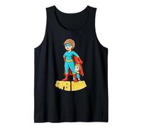 Super Mama Hero Mom with Child Cartoon Superhero Tank Top