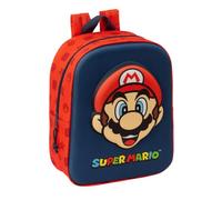 SUPER MARIO 3D - Nursery Backpack 3D, Adaptable to Cart, Easy Cleaning, Ideal for Children of Different Ages, Comfortable and Versatile, Quality and Resistance, 22 x 10 x 27 cm, Navy Blue/Red, M,