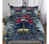 Super Mario 3D Printed Bedding Set with Pillowcase, Anime Duvet Cover with Zipper Closure,Soft Microfiber Quilt Cover King（220x240cm）