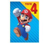 Super Mario 4th Birthday Card, Age 4 Birthday Card Mario Kart
