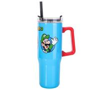 Super Mario 940mL Double Walled Vacuum Tumbler with straw & Handle | Reusable Insulated Travel Mug for Cold & Hot Drinks, Stainless Steel Kids Tumbler Cup | Cold for 17Hrs and Hot for 8Hrs