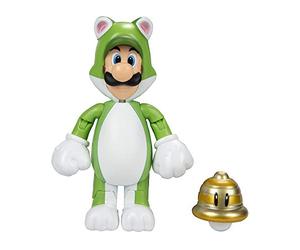 Super Mario Action Figure 4 Inch Cat Luigi Collectible Toy with Super Ball Accessory