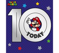 Danilo Promotions LTD Super Mario 10th Birthday Card, Childrens Birthday Card For 10th Birthday Celebration, Super Mario Card For Kids, Officially Licensed Birthday Card,Multi,7 x 6