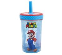 Super Mario Anti-tip Plastic Cup with Silicone Straw