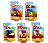 Super Mario Articulated 2.5" 6cm Action Figure Complete Set of All 5, Chain Chomp, Nabbit, Larry & Paragoomba