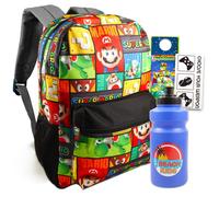 Super Mario Backpack for Boys - Mario School Supplies Bundle with 16"" Backpack Plus Water Bottle Stickers More Backpack