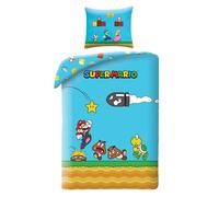 Super Mario Blue Bedding Set, Duvet Cover 140 x 200 cm + Pillowcase, 100% Polyester