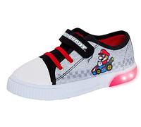 Super Mario Boys Light Up Canvas Trainers KDS Mario Kart Canvas Pumps with Flashing Lights