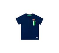 Super Mario Boy's Warp Pipe Print Mario Logo Gaming T-Shirt With Chest Pocket in Blue | Size: 7-8 Years Super Mario Blue 7-8 Years
