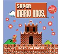 Super Mario Bros. 8-Bit Retro 2025 Wall Calendar with Bonus Diecut Notecards