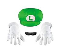Super Mario Bros Luigi Accessory Kit for Kids, Officially Licensed by Disguise, Includes Character Hat, Mustache and Lined White Gloves, Pair with Disguise Dress Up