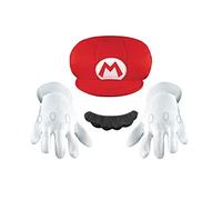 Super Mario Bros Mario Accessory Kit for Kids, Officially Licensed by Disguise, Includes Character Hat, Mustache and Lined White Gloves, Pair with Disguise Dress Up