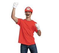 Super Mario Bros Mario Adult Accessory Kit, Officially Licensed by Disguise, Comfortable Fit with Detailed Design, One Size Adult