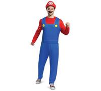 Super Mario Bros. Mario Costume for Adults, by Disguise, Comfortable Fit with Detailed Design, Includes Detailed Dungaree Style Jumpsuit with Character Hat and Mustache, Size L-XL