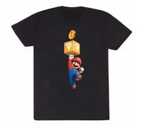 Super Mario Bros Men's Coin T-Shirt in Black | Size: Medium Super Mario Bros Black M