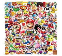 Super Mario Bros Stickers for Water Bottles 100 Pack Cute,Waterproof,Aesthetic,Trendy Stickers for Teens,Girls Perfect for Waterbottle,Laptop,Phone,Travel Extra Durable Vinyl (Mario) …
