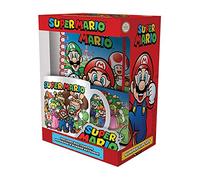 Super Mario Bumper Gift Set, 11oz Ceramic Coffee Mug, Coaster & Keyring in Presentation Gift Box, Mario Gifts for Boys and Girls - Official Merchandise, White