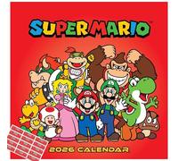 Super Mario Calendar 2026 Square Wall Calendar Gift Present Gaming with FREE Organising Stickers Included