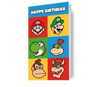 Super Mario Characters Birthday Card, Nintendo Gaming Theme, Colourful Design
