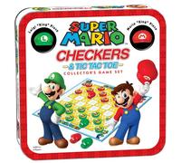 Super Mario Checkers & Tic-Tac-Toe Collector's Game Set | Featuring Super Mario Bros - Mario & Luigi | Collectible Checkers and TicTacToe Perfect for Mario Fans