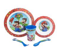Stor Kids Tableware Set Super Mario - 5-Piece 260ml Glass, BPA-Free, Microwave Safe