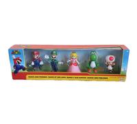 Super Mario Figurines Luigi Peach Yoshi Toad X5 Official Jakks New Sealed