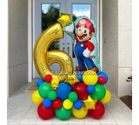 Super Mario Foil Balloons Arch Garland Kit Latex Balloons Number Balls Mario Birthday Party Baby Shower Decoration Gift Toys A 8