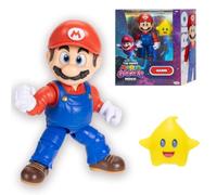 Super Mario Galaxy Movie Mario 13cm Figure | Officially Licensed by Jakks Pacific, 22 Points of Articulation, Includes Glow in the Dark Luma, for Ages 3+
