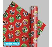 Super Mario 2 Metres Wrapping Paper, Gift Wrap Roll 2metres x 70 cm Opened. Super Mario Officially Licensed Product, Responsibly Sourced, Multi-Colour