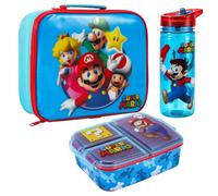 Super Mario Kids Lunch Box Set - School & Travel Snack Boxes Set of 3 | Insulated Lunch Bag, Lunch Box with Compartments & 580ml Water Bottle, Lunch Bag & Box Gift Set for Boys & Girls | BPA Free