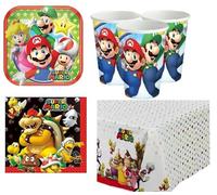 Super Mario Kids Party Set Tableware Bundle For 8 Cups Napkins Tablecover Plates Decoration
