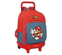 Safta Compact Extraible Super Mario 33l Wheeled Backpack Red Kids