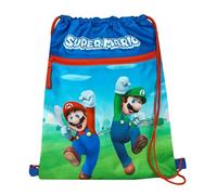 Super Mario Large Shoe Bag with Zipped Front Compartment - Double Drawstring with Safety Closure, Durable Polyester Travel & Gym Sack