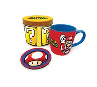 Super Mario Lets A Go Mario Mug And Coaster Set Red/yellow/turquoise (10.8Cm X 13.2Cm)
