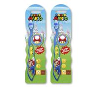 Super Mario Little Teeth Whitening Toothbrush for Kids with Protection Cap, Soft Bristles, Non-Slip Handle for Children Aged 3-12 Years Old | BPA-Free & Non-Toxic Manual Toothbrush - Pack of 2