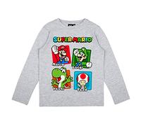 Super Mario Long Sleeve Shirt Boys Girls (as3, Numeric, Numeric_104, Regular, Grey), gray, 104
