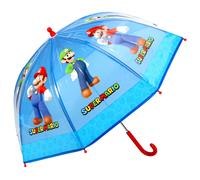 Super Mario & Luigi Kids Blue Dome Rain Umbrella - Bright, Lightweight Dome with Hook Handle for Easy Carry
