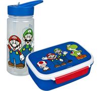 Scooli - Super Mario Children's Crockery Gift Set - Set Consisting of Lunch Box and Water Bottle - Ideal for School or Nursery - from 4 Years - Made of Plastic - BPA Free