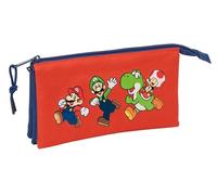 Super Mario Mamma MIA - Triple Pencil Case, Children's Pencil Case, Ideal for School Age Children, Comfortable and Versatile, Quality and Resistance, 22 x 3 x 12 cm