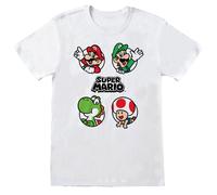 Super Mario Men's Circle T-Shirt in White | Size: Large Super Mario White L