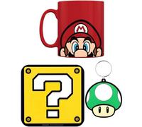 Super Mario Mug And Coaster Set Red/yellow/green (One Size)
