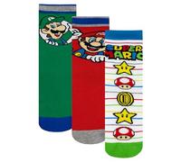 Super Mario Multipack Boys Socks | 3 Pack Cotton Ankle Socks | Mario Gifts | Boys Underwear |6-8