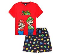Super Mario Nintendo and Luigi Boys Short Pyjama Set Cotton PJs for Kids (9-10 Years) Red