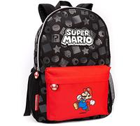 Super Mario Nintendo Backpack For Boys & Girls | Kids Toad Mushroom Black School Rucksack 16 Inch | Gamer Bag With Adjustable Straps One Size